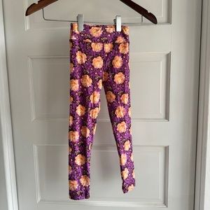 LuLaRoe Girls Sz S/M Leggings Purple Floral Print